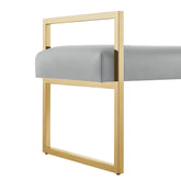 48" Gray and Gold Upholstered PU Leather Bench